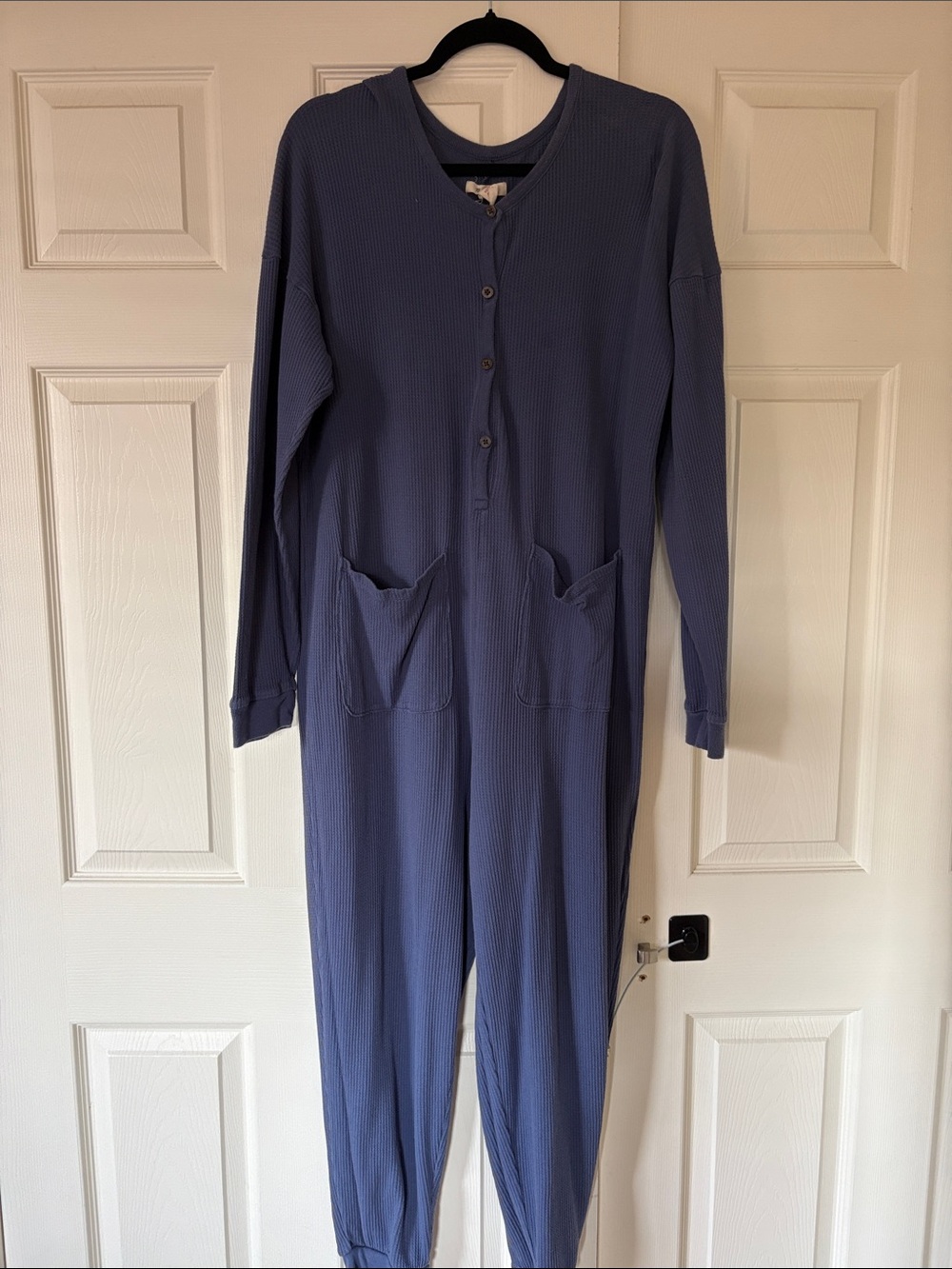 Madewell waffle knit jumpsuit in a pretty dusty blue/periwinkle. Size Large
